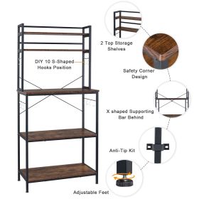 5-Tier Kitchen Bakers Rack with 10 S-Shaped Hooks, Industrial Microwave Oven Stand