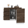 Grecia Kitchen Base Cabinet,Three Drawers, Two Internal Shelves -White / Dark Walnut