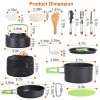 16Pcs Camping Cooking Ware Set Camping Stove Cookware Kit Aluminum Pot Pan Kettle Set with Bowls Knife Fork Spoon Carabiner Spatula Cutting Board for