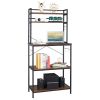 5-Tier Kitchen Bakers Rack with 10 S-Shaped Hooks, Industrial Microwave Oven Stand