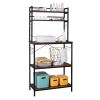 5-Tier Kitchen Bakers Rack with 10 S-Shaped Hooks, Industrial Microwave Oven Stand