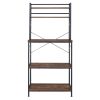 5-Tier Kitchen Bakers Rack with 10 S-Shaped Hooks, Industrial Microwave Oven Stand