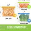 10pcs Reusable Food Storage Bags; BPA Free Flat Reusable Freezer Bags; Snack/Sandwich Bags Food Grade; Leakproof Storage Bags For Lunch; Marinate; Kee