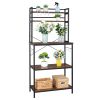 5-Tier Kitchen Bakers Rack with 10 S-Shaped Hooks, Industrial Microwave Oven Stand