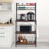 5-Tier Kitchen Bakers Rack with 10 S-Shaped Hooks, Industrial Microwave Oven Stand