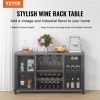 VEVOR 47 Inch Industrial Bar Cabinet, Wine Table for Liquor & Glasses, Sideboard Buffet Cabinet with Wine Rack