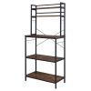 5-Tier Kitchen Bakers Rack with 10 S-Shaped Hooks, Industrial Microwave Oven Stand