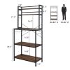 5-Tier Kitchen Bakers Rack with 10 S-Shaped Hooks, Industrial Microwave Oven Stand