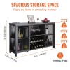 VEVOR 47 Inch Industrial Bar Cabinet, Wine Table for Liquor & Glasses, Sideboard Buffet Cabinet with Wine Rack