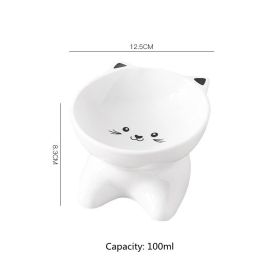 Ceramic Small Cat Face Shape Pet Food Bowl Cat Bowl Dog Bowl Universal And Easy To Clean (Option: Black 2in1)