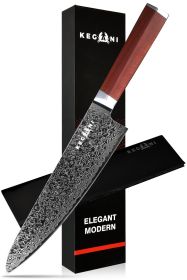 Kegani 8 Inch Japanese Kiritsuke Chef Knife - Japanese 73 Layers VG-10 Damascus Knife - Rosewood FullTang Handle Natural Texture Japanese Knife Sushi (Option: Chef knife)