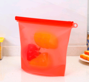 Silicone fresh-keeping bag vacuum sealed bag food  storage bag refrigerator food fruit storage bag (Option: Red-4000ml)