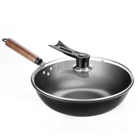 Iron Pan Traditional Iron Wok Handmade (Option: Glass cover)