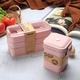 Separate Microwave Oven Light Lunch Box (Option: Pink with soup)