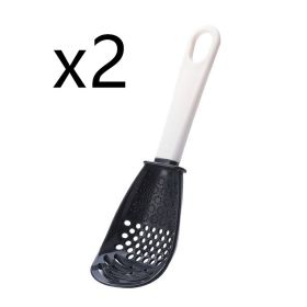 Multifunctional Slotted Spoon Grinding Cooking Spoon Mashed Auxiliary Food Ginger Garlic Spoon Press Potatoe Stir-frying Spatula Kitchen Gadget (Option: Black 2pcs)