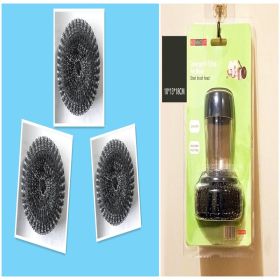 Kitchen Soap Dispensing Palm Brush Cleaner Push-type Brush Kitchen Detergent Tools (Option: SET)