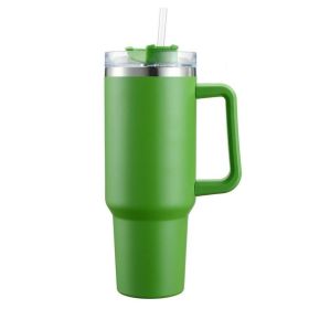 30OZ Straw Coffee Insulation Cup With Handle Portable Car Stainless Steel Water Bottle LargeCapacity Travel BPA Free Thermal Mug (Color: 30oz Green, Capacity: 1PC)