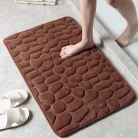 1pc Memory Foam Bath Rug, Cobblestone Embossed Bathroom Mat, Rapid Water Absorbent And Washable Bath Rugs, Non-Slip, Thick (Color: Coffee, size: 50*80cm)