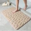 1pc Memory Foam Bath Rug, Cobblestone Embossed Bathroom Mat, Rapid Water Absorbent And Washable Bath Rugs, Non-Slip, Thick