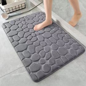 1pc Memory Foam Bath Rug, Cobblestone Embossed Bathroom Mat, Rapid Water Absorbent And Washable Bath Rugs, Non-Slip, Thick (Color: Grey, size: 50*80cm)