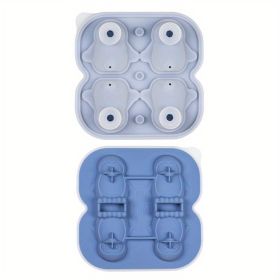 1pc Penguin Model Ice Maker Mold Whiskey Frozen Penguin Ice Cubes Spherical Ice Grid Ice Mold Food Grade Ice Storage Box (Color: 4 Even Penguin Ice Trays - Blue)