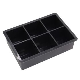 1pc Ice Cube Trays With Lid; Food Grade Silicone 6 Grid Ice Cube Mold; Flexible Easy Release Square Shaped Ice Maker; Kitchen Gadgets (Color: 6 Ice Trays With Lids - Black)