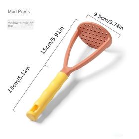 1pc 1pc Mashed Potato Press; Household Potato Press Gadget; PP Plastic Potato Press (Color: Large Khaki)