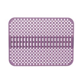 1pc Kitchen Silicone Drain Mat; Kitchen Sink Protection Anti-Scratch Mat; Non-Slip Card Bowl Card Position Mat; 16.93*12.6inch (Quantity: 1pc, Color: Purple)