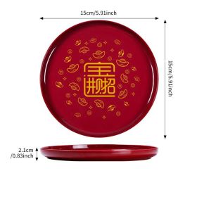 1pc New Year Fruit Tray Tribute Nuts; Home Living Room; Chinese Style National Housewarming (Color: Style2, size: 15*15*2.1cm/5.91*5.91*0.83in)