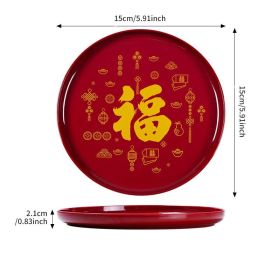 1pc New Year Fruit Tray Tribute Nuts; Home Living Room; Chinese Style National Housewarming (Color: Style1, size: 15*15*2.1cm/5.91*5.91*0.83in)