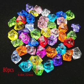 Premium Multicolored Fake Crushed Ice Rocks; Fake Diamonds Plastic Ice Cubes Acrylic Clear Ice Rock Diamond Crystals Fake Ice Cubes Gems For Decoratio (size: 16*22mm(80pcs))