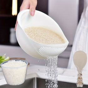 1pc/2pcs/3pcs Multi-Functional Kitchen Washing Basket Basin - Drain Water, Wash Rice, Perfect For Cleaning Vegetables And Fruits (Color: 3PCS White Rice Washing Machine With Rice Cup Rice Spoon)