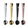 Two-in-one Stainless Steel Coffee Spoon Sealing Clip Kitchen Gold Accessories Recipient Cafe Expresso Cucharilla Decoration