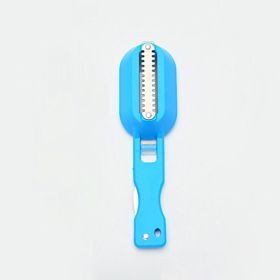 Fish Skin Brush Scraping Fishing Scale Brush Graters Fast Remove Fish Knife Cleaning Peeler Scaler Scraper Seafood Tools (Color: Blue)