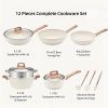 12 Piece Pots & Pantry Set, Nonstick Cookware Set, Induction Oven Nonstick Granite Cooking Set Including Frying Pan, Pan, Steamer, Silicone Spatula