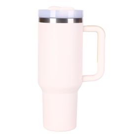 40oz V2 large capacity tumbler,  With Handle And Straw Lid (Color: Milky White)