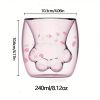 1pc Cat Claw Glass Cup, Creative Insulated Glass Double Layer Coffee Cup High Borosilicate Tea Cup Household Cute Transparent Cat Paw Glass Water Cup