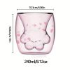 1pc Cat Claw Glass Cup, Creative Insulated Glass Double Layer Coffee Cup High Borosilicate Tea Cup Household Cute Transparent Cat Paw Glass Water Cup