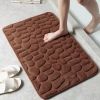 1pc Memory Foam Bath Rug, Cobblestone Embossed Bathroom Mat, Rapid Water Absorbent And Washable Bath Rugs, Non-Slip, Thick