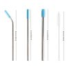 5pcs Set Stainless Steel Straws; Reusable Metal Straws With Silicone Tips; Sturdy Bent Straight Drinks Straw; Food Grade Straw; With 3pcs Straws; 1pc