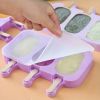 1pc Silicone Ice Cream Mold + Lid + 50pcs Ice Cream Stick Silicone Ice Cube Ice Cream Household Homemade Stick Ice Pop Mold Ice Hockey Mold Ice Cream