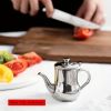 1pc Mini Stainless Steel Oil Pot With Strainer; Condiment Pot; 13oz; Small Stainless Steel Oil Pot