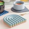 1pc Rainbow Silicone Heat Insulation Pad; Eco Friendly Soft Table Mat; Heat Resistant Silicone Trivets For Pots And Pans; Square Silicone Hot Pads