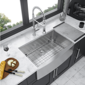 Stainless Steel Apron Front Farmhouse Sink - Prohibited On Amazon (Option: Flume)